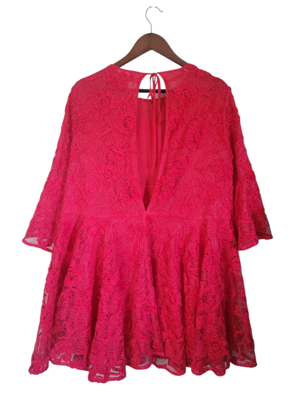 ​Free People Le Fleur Red Lace Babydoll Swing Mini Dress Festival Romatic Medium - Picture 8 of 12
